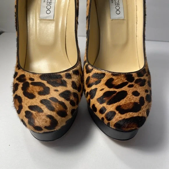 Jimmy choo pony hair leopard pumps heels 39.5